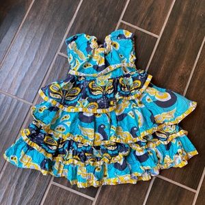 Jelly the Pug Bird/Duck Dress with paisley size 2t